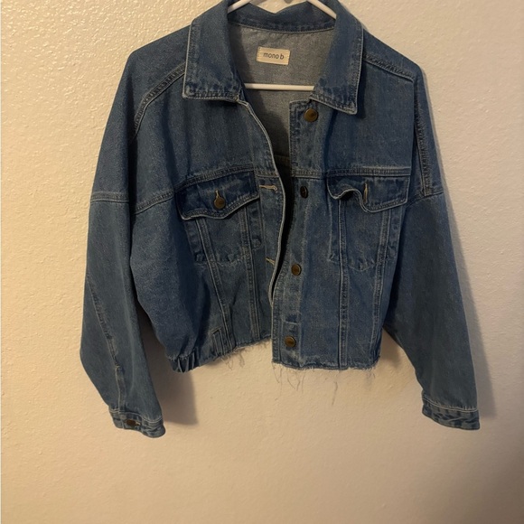 Mono B Denim Jacket Large Crop top Style Type Blue outdoor night out - Picture 11 of 13